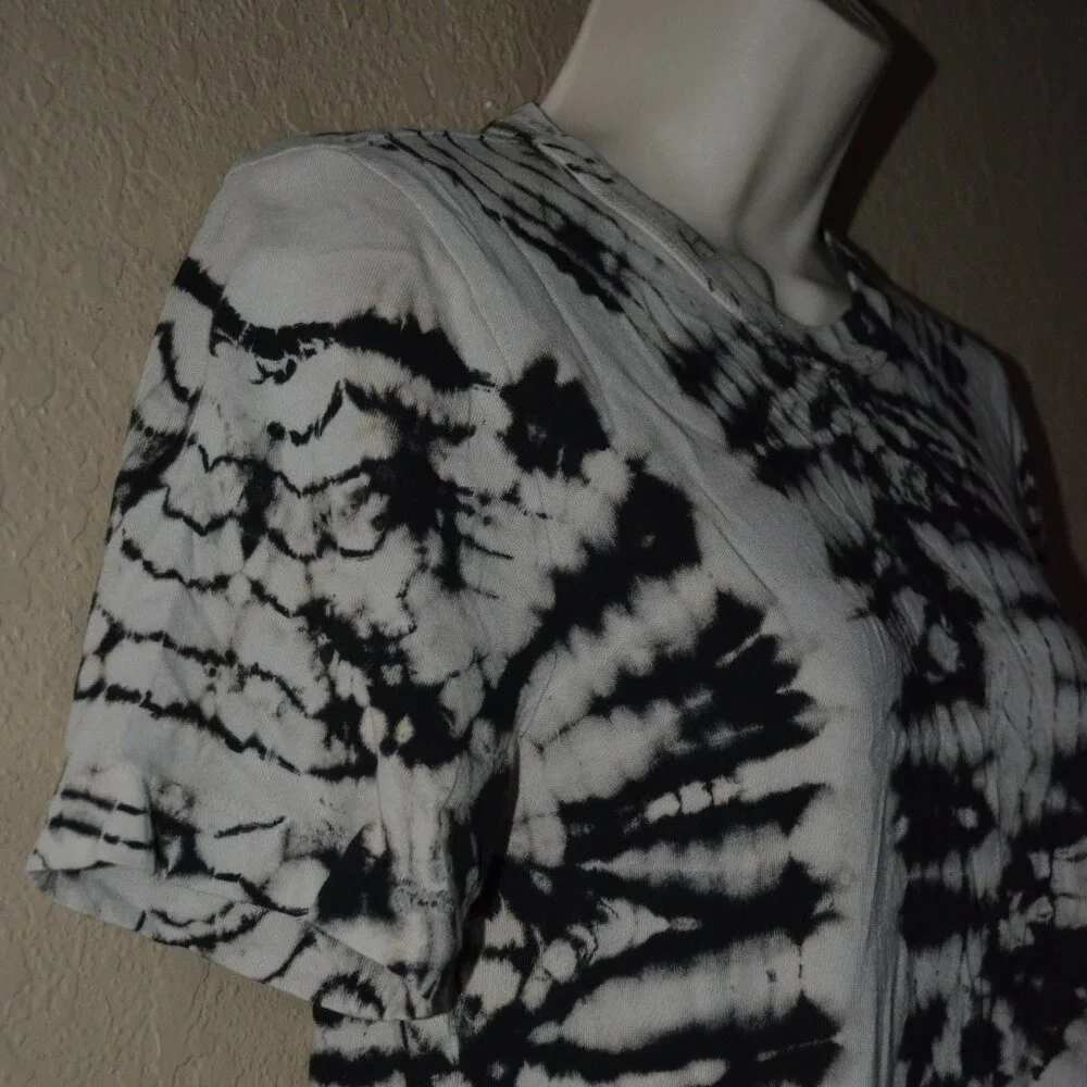 NWT $150 Raquel Allegra Black White Tie Dye Boy Tee T-Shirt - Picture 4 of 8